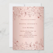 バラ金ゴールドスター写真コラージュ誕生日 招待状 (正面)