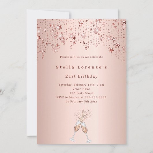 バラ金ゴールドスター応援誕生日 招待状 (正面)