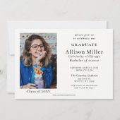 バラ金ゴールドスター誇りを持った大学院写真卒業 招待状 (裏面)