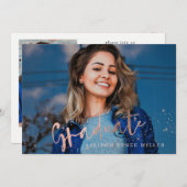 バラ金ゴールドスター誇りを持った大学院写真卒業 招待状 (正面/裏面)