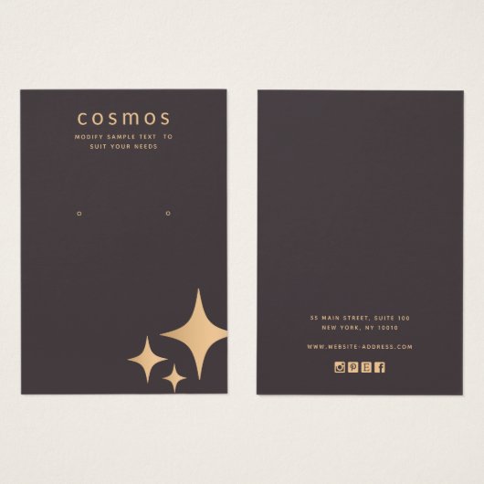 バラ金ゴールドスター追加ロゴイヤリングディスプレイカード (正面&裏面)