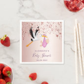 バラ金ゴールドスターstork女の子ベビースシャワー スタンダードカクテルナプキン (インサイチュ)