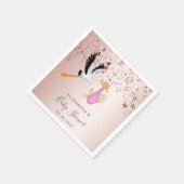 バラ金ゴールドスターstork女の子ベビースシャワー スタンダードカクテルナプキン (角)