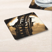 バラ金ゴールドスチームパンク スクエアペーパーコースター (アングル)