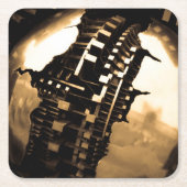 バラ金ゴールドスチームパンク スクエアペーパーコースター (正面)