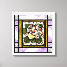 バラ金ゴールドステンドグラスアールデコ キャンバスプリント