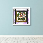 バラ金ゴールドステンドグラスアールデコ キャンバスプリント (インサイチュ (ウッドフロア))