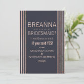 バラ金ゴールドストライプとネイビーブルーブリデスメイド 招待状 (スタンド正面)