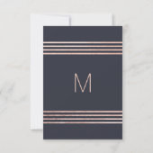 バラ金ゴールドストライプとネイビーブルーRSVPカード 出欠カード (裏面)