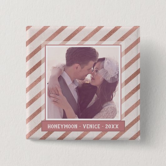 バラ金ゴールドストライプのカスタム写真 缶バッジ (正面)