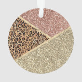 バラ金ゴールドストライプのグリッターレオパードモノグラム オーナメント (裏面)