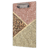 バラ金ゴールドストライプのグリッターレオパードモノグラム クリップボード (左)