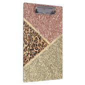 バラ金ゴールドストライプのグリッターレオパードモノグラム クリップボード (右)