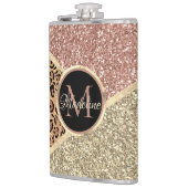 バラ金ゴールドストライプのグリッターレオパードモノグラム フラスク (左)