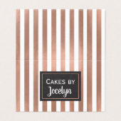 バラ金ゴールドストライプのベーカリー折り畳み名刺 名刺 (外部フラット)