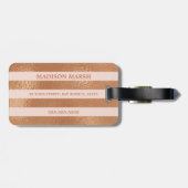 バラ金ゴールドストライプのモノグラム名フローラ ラゲッジタグ (裏面横)