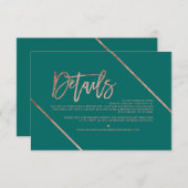 バラ金ゴールドストライプスクリプ結婚ト緑の方向 エンクロージャーカード (正面/裏面)