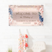 バラ金ゴールドストリングライトブルーバラ結婚ズ 横断幕 (インサイチュ)