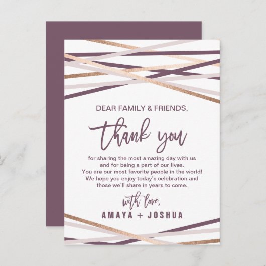 バラ金ゴールドストリーマーサンキュー披露宴カード ポストカード (正面/裏面)