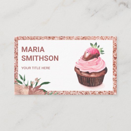 バラ金ゴールドストロベリーカップケーキパティシシェフベーカリー 名刺 (正面)