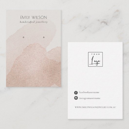 バラ金ゴールドストロークきらめくスタッドイヤリングディスプレイ 名刺 (正面/裏面)