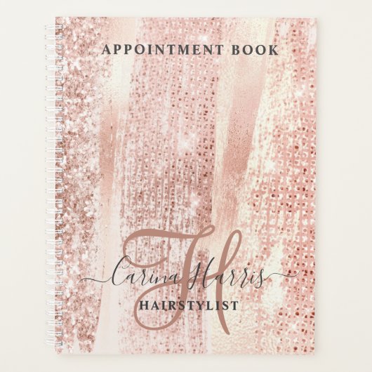 バラ金ゴールドストロークヘアスタイルリストアポイントメントブック プランナー手帳 (正面)
