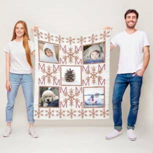 バラ金ゴールドスノーフレークオプションMonogram 5写真 フリースブランケット