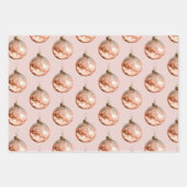 バラ金ゴールドスノーフレークオーナメントクリスマス ラッピングペーパーシート (正面3)