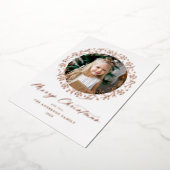 バラ金ゴールドスノーフレーククリスマスリース写真 箔シーズンカード (回転した状態)