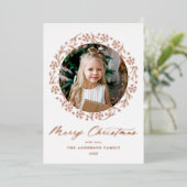 バラ金ゴールドスノーフレーククリスマスリース写真 箔シーズンカード (立ち正面)