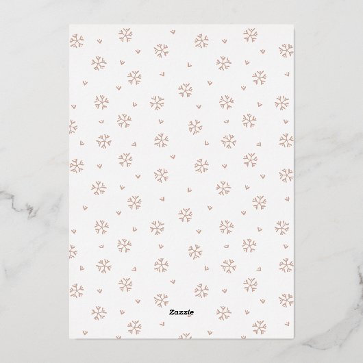 バラ金ゴールドスノーフレーククリスマスリース写真 箔シーズンカード (裏面)