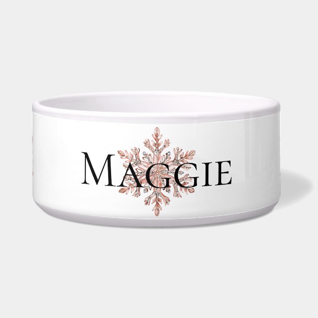 バラ金ゴールドスノーフレーククリスマス ボウル (正面)