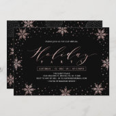 バラ金ゴールドスノーフレークスウィンターカンパニーホリデーパーティー 招待状 (正面/裏面)