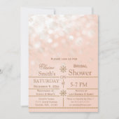 バラ金ゴールドスノーフレークスウィンターブライダルシャワー招待状 招待状 (正面)