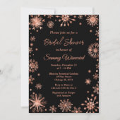 バラ金ゴールドスノーフレークスウィンターブライダルシャワー 招待状 (正面)