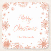 バラ金ゴールドスノーフレークスクリスマスパーティー スクエアペーパーコースター (正面)