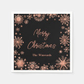 バラ金ゴールドスノーフレークスクリスマスパーティー スタンダードカクテルナプキン (正面)