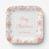 バラ金ゴールドスノーフレークスクリスマスパーティー ペーパープレート (正面)