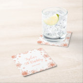 バラ金ゴールドスノーフレークスバースデーパーティー スクエアペーパーコースター (インサイチュ)