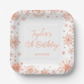 バラ金ゴールドスノーフレークスバースデーパーティー ペーパープレート (正面)