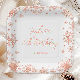 バラ金ゴールドスノーフレークスバースデーパーティー ペーパープレート