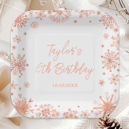 バラ金ゴールドスノーフレークスバースデーパーティー ペーパープレート