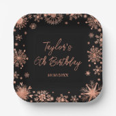 バラ金ゴールドスノーフレークスバースデーパーティー ペーパープレート (正面)
