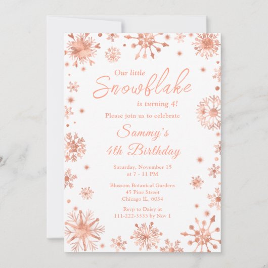 バラ金ゴールドスノーフレークスバースデーパーティー 招待状 (正面)