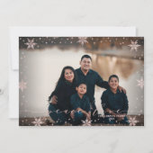 バラ金ゴールドスノーフレークスピース&ラブフォトクリスマス カード (正面)