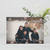 バラ金ゴールドスノーフレークスピース&ラブフォトクリスマス カード (スタンド正面)