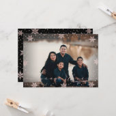 バラ金ゴールドスノーフレークスピース&ラブフォトクリスマス カード (正面/裏面インサイチュ)