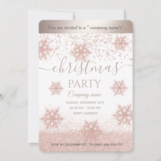 バラ金ゴールドスノーフレーク企業のクリスマスパーティー 招待状 (正面)