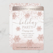 バラ金ゴールドスノーフレーク企業のホリデーパーティー 招待状 (正面/裏面)