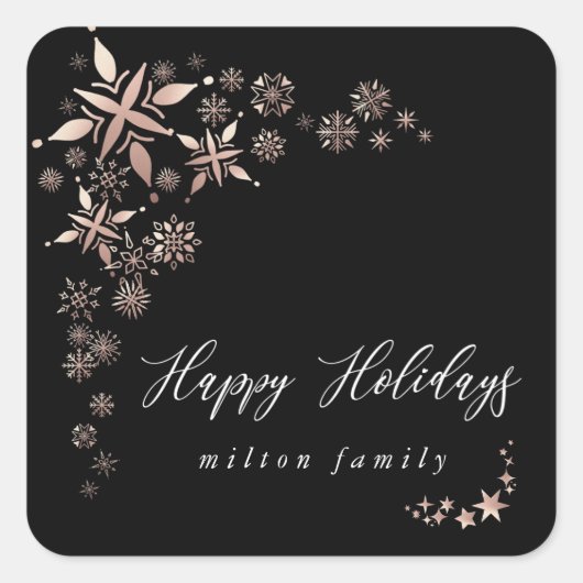 バラ金ゴールドスノーフレーク休日エレガント封筒用シール スクエアシール (正面)